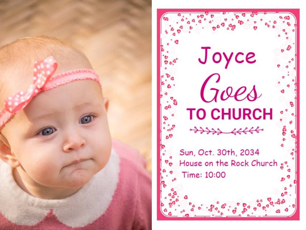 Beautiful Joyce  Pink  Baby Dedication Design Template